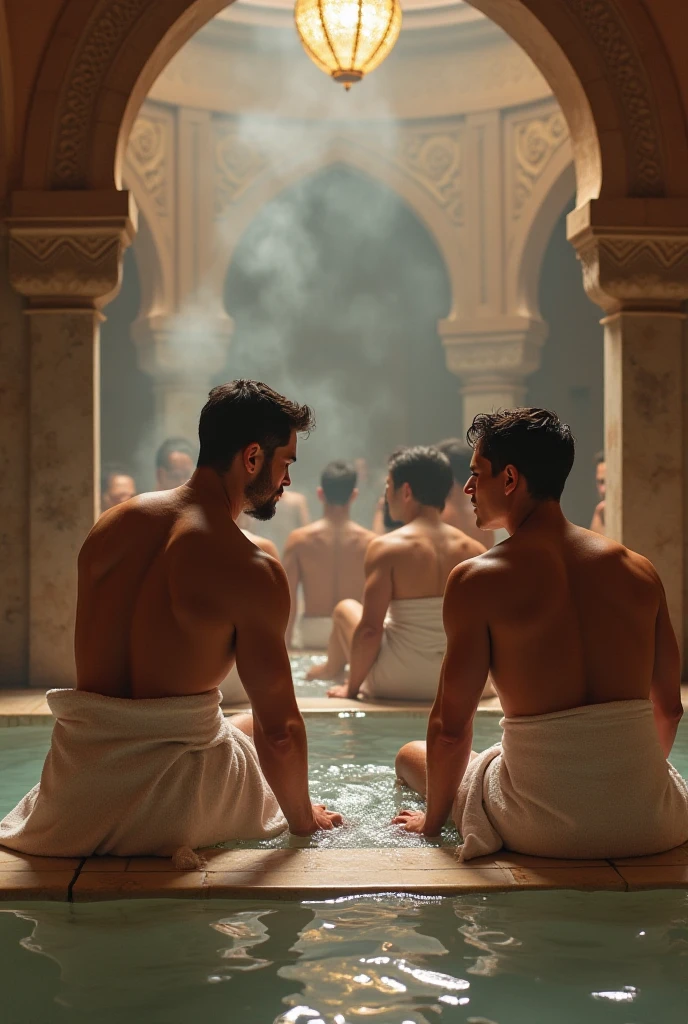 Two 14 years old gay kids making love in moroccan hammam, They are curvy and chubby and sexy and have big juicy ass, Big large giant penis, Big cock, full body, Hairless, Short Blond hairs, Sensual poses, Oiled skins, no women or girls in the scene, Ultra detailed, Masterpiece.