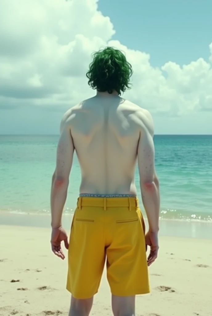 grand theft auto clown wmoice character with red hair is standing on the beach