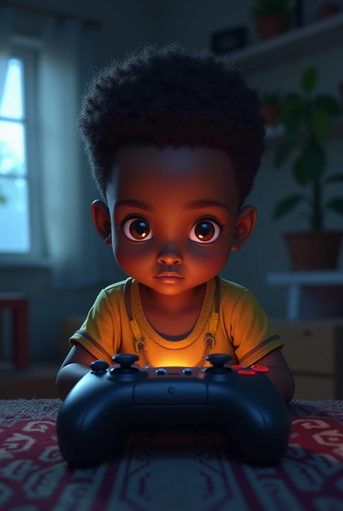black boy playing video games 