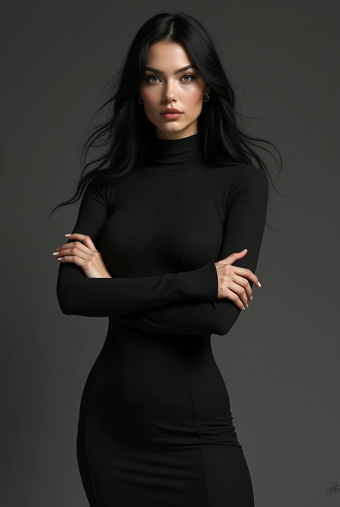 indian women, aged 25, white skin, long black hair, horse jockey black tight dress, full sleeve black, black tights, black pants, black boots, black gloves, rolex watch, standing, looking straight, shackles, bound, bondage, restrained, bdsm, bondage, bound, arms over head bound to ceiling