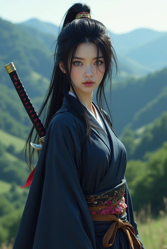 (Japanese sword "Muramasa 2".0)Beautiful and pretty woman with、Tie your hair back、hair ornamentartial artists、Warrior、Crisp eyes、Tattoo on arm、samurai、