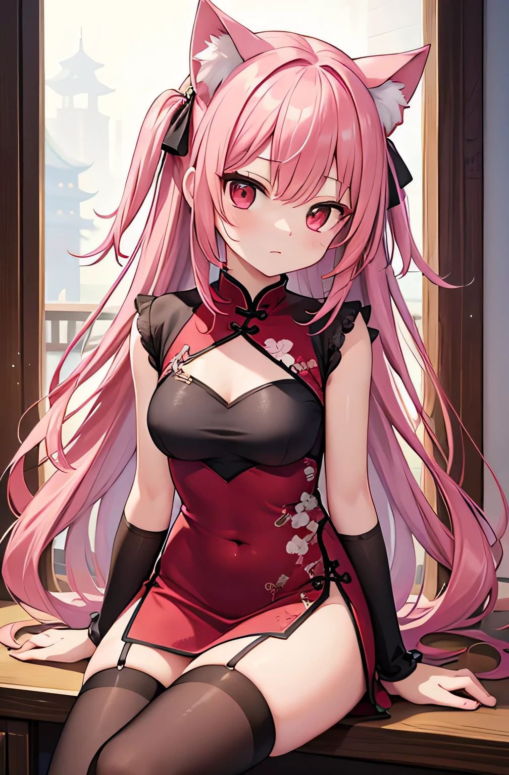 ((Marl、Horse ear headband、fake horse ears))、(lightly dressed、cleavage of the breast、fully body photo、Beautiful legs)、((inner colored、Red Eyes、Hair short、Has a small、年轻、side lighting bare shoulders、shining eye ring、Particles of light、llight rays、Hair red))、2girls、master piece、japanaese girl、absurderes、hight resolution、ultra-detailliert、depth of fields、masterpiece、extremely details CG、3D Photography、3D background、Unity、8K、Hi-Res、top-quality、shadowy、foco nítido、pale-skinned、A detailed eye、blurry backround、dynamic ungle、The most amazing super feat exaggeration、a closed mouth、Look at viewers、superclear
