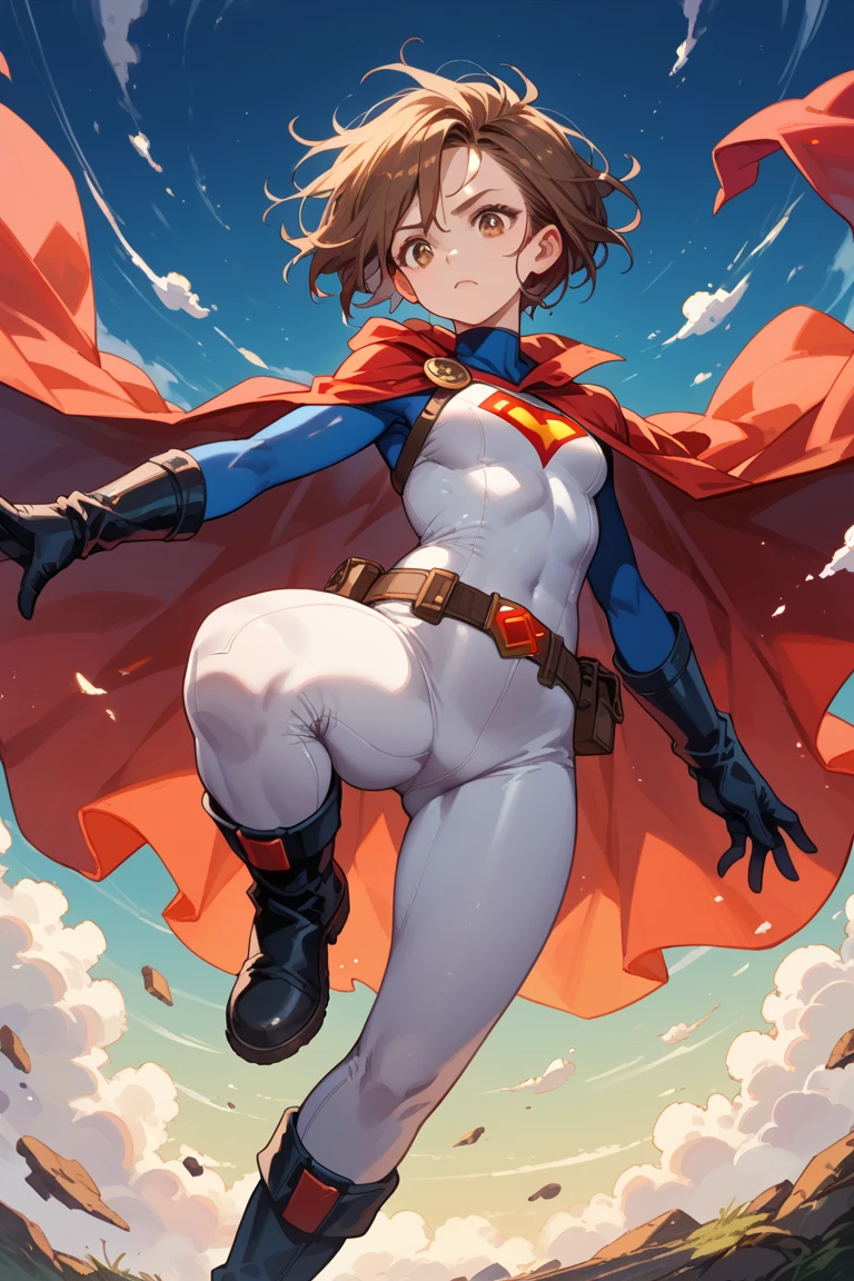 masterpiece, best quality, 1girl, female, superhero, leotard, bare legs, boots, matching boots, medium breasts, light particles, wind particles, aura, stand, standing, highleg, twirl, spin, tornado, tornado twirl, tornado spin, whirlwind, wind particles, city backdrop, time travel,