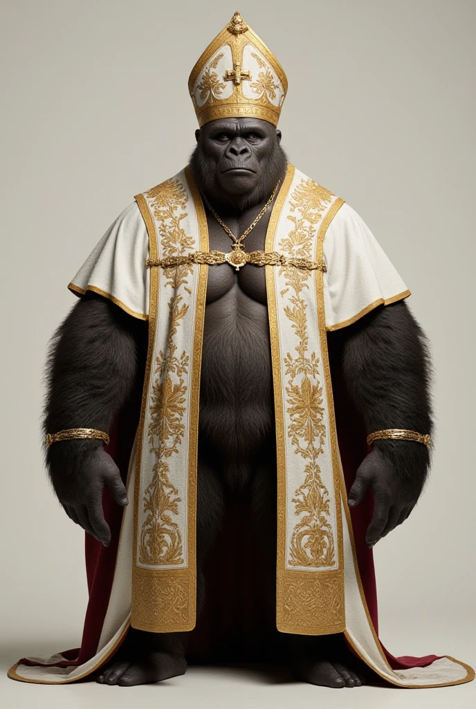 photorealistic portrait of Dressed animals-a ((fat)) cute (gorilla)) dancer,(the whole body is covered with fur), (elegant pose:1.5), (hands on hips:1.5),(smile:1.5),high quality,(happy),(lovely) ,intricate details, Wearing bustier, (), highly detailed ((bustier)) ,highly detailed decorations of clothes, Fishnet panty horse , (happy), soft lighting,(full body image:2.0),luxury hotel room background,(high heels),