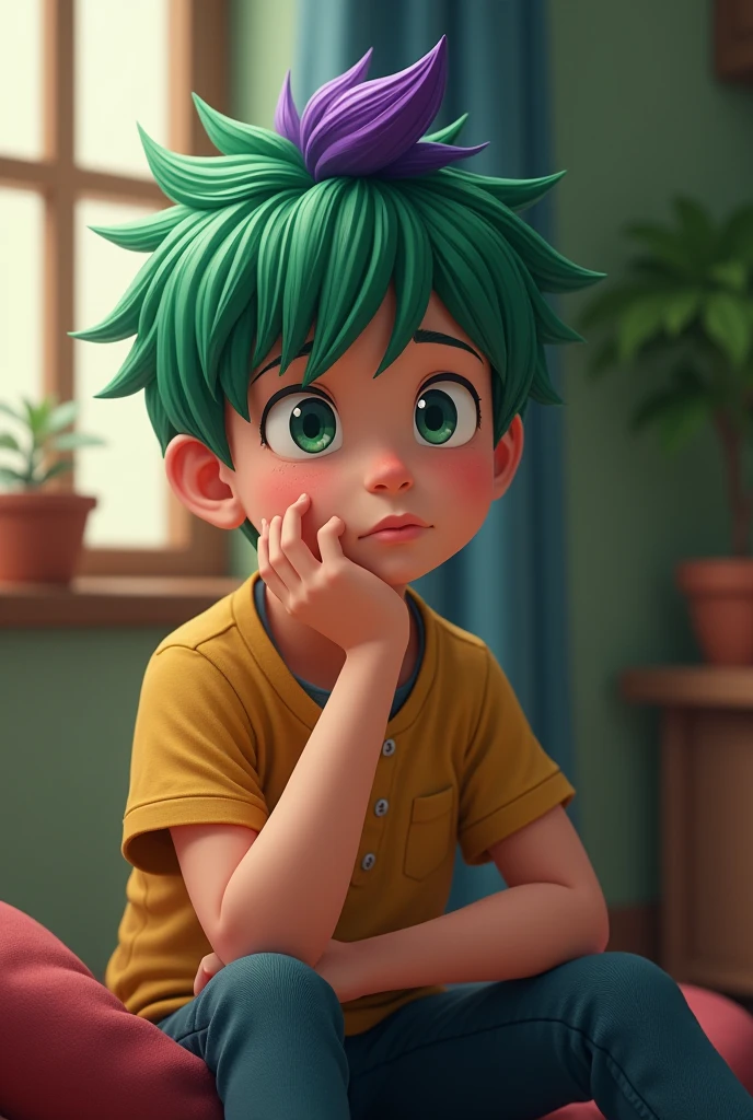 cartoon boy in a room with a wooden floor and a window, cute 3 d render, adorable digital painting, cute detailed digital art, anime styled 3d, realistic anime 3 d style, stylized anime, animation style render, stylized 3d render, 2 d illustration, 2d illustration, made with anime painter studio, cute digital art, cute character