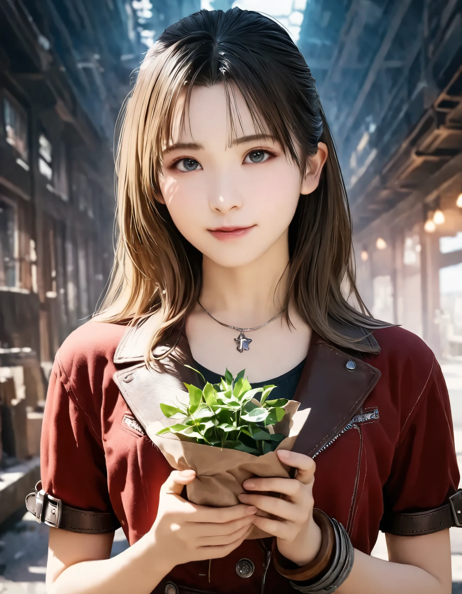 (best quality, 8k, high resolution:1.2), 1girl, FINAL FANTASY VII, Aerith, upper body