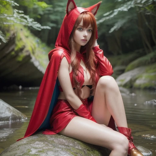 one beautiful young woman, half woman half cat, green eyes, red hair, sexy, sitting in the forest, fur, cat ears, cameltoe, sheer dress, (best quality,4k,8k,highres,masterpiece:1.2),ultra-detailed,(realistic,photorealistic,photo-realistic:1.37),detailed face and eyes,highly detailed facial features,intricate details,vivid colors,dramatic lighting,cinematic composition,fantastical,surreal,dreamlike,whimsical,magical realism