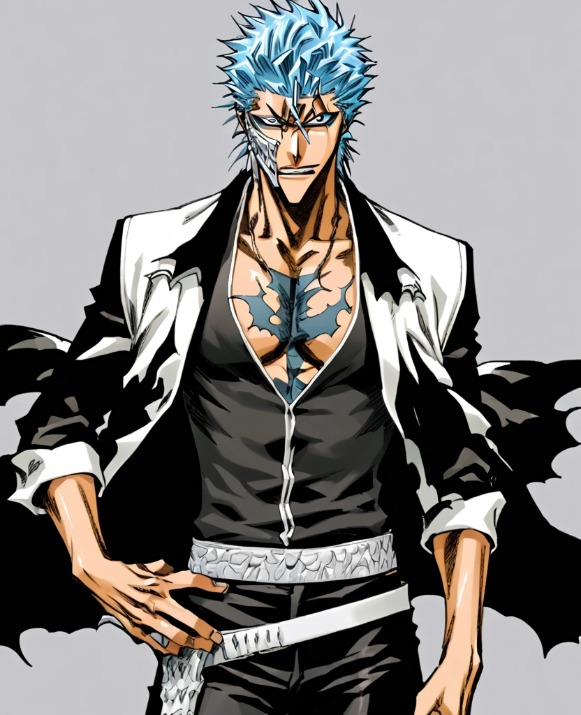Grimmjow jaggerjack From the manga and anime Bleach , 1boy, solo, lingerie, male body, , Do grimmjow jaggerjack wearing .