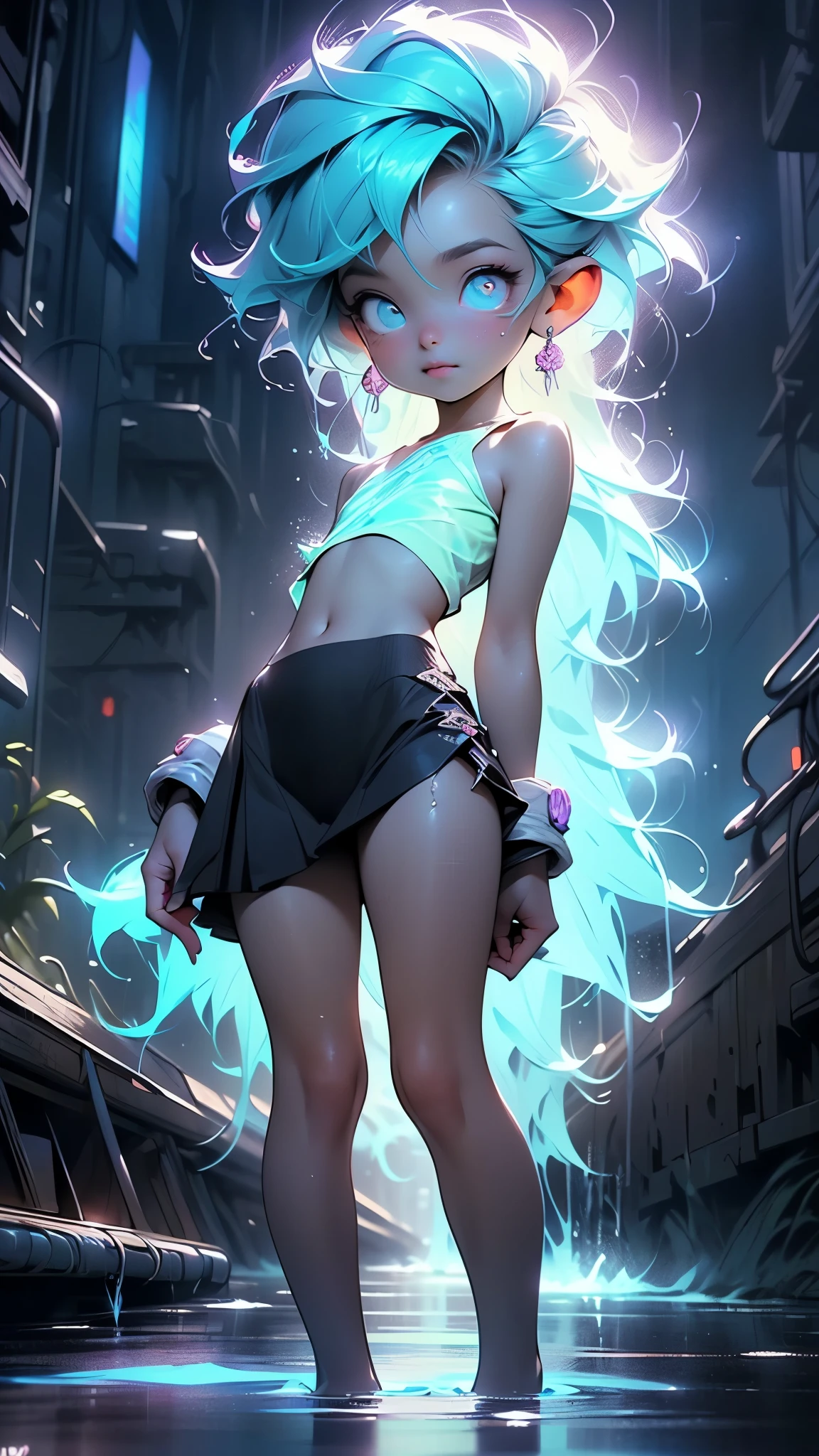 1girl, (masterpiece), (best quality), smile brightly, 1 woman, 2, bewitching, show off underwear, frilled underwear:1.2, blue color underwear, layered skirt, swell one's loins++, fullback underwear , large breast , cute outfit:1.2, (leg up, grab knee, standing split) , skirt, cinematic,,((masterpiece))),Highest quality, Adult women, , ((:1.3)), お洒落なClothes, blush, anger, anger eye, Biting your lip, Glaring at me, Spread your legs, (((transparent String))),  socks, (((transparent String))), ((extremely thin transparent String)), see-through String, The shadow of a man above her, ((wet String)),  Clothes, Pink character t-shirt, ((Wet T-shirt)), (((Wet Skin))), ((From the back)),(((String))), (((Underbust))), ((((liquid paint hair:1.1)))) ,((((neon Purple Hair | Neon pink hair | Neon blue hair | Neon Aqua Hair | Purple Hair | Fuchsia colored hair | Fluorescent blue hair | Amethyst Hair | Neon Hair | Bright pink hair :1.5)))), ((((Made with paint、Defying Gravity,A thick current)))),((((Paint splashes:1.3,Shiny Hair: 1.3)))),(((transparent Clothes))),(((Long braids of liquid paint))),Glamorous Body,Plump thighs,Realistic Flesh,Backlight,Shiny Hair,is,Panties in full view,Plump thighs,Muscle streaks,Playing with fireballs,Glowing magic circle,