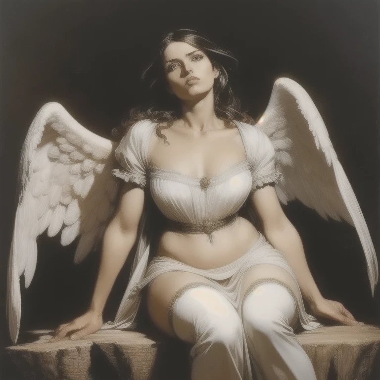 <lora:LifeImitatesArt:0.7>
LifeImitatesArt, (masterpiece), young woman, sitting, dress, alluring succubus, ethereal beauty, on a cloud, (hyperrealistic), dark wings, mystical sky, moonlit night, soft light, cloudscape
(hand tinted photograph:0.5), in style of mark arian, sharp, medium shot, dim light, faded, eclectic