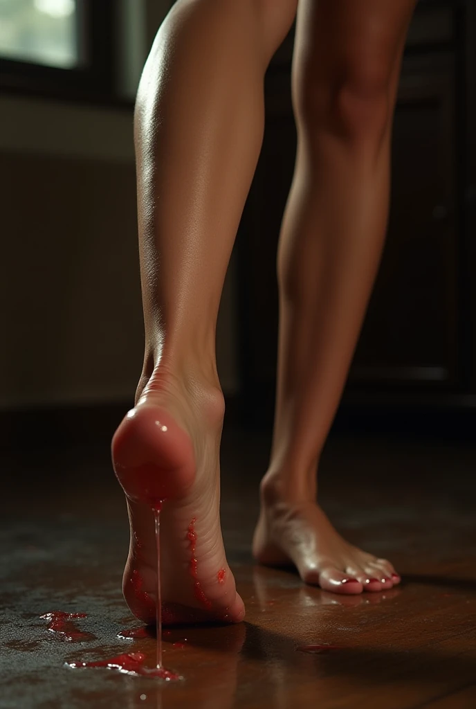 Naked lady bending over and spreading ass apart while her vagina is dripping.
