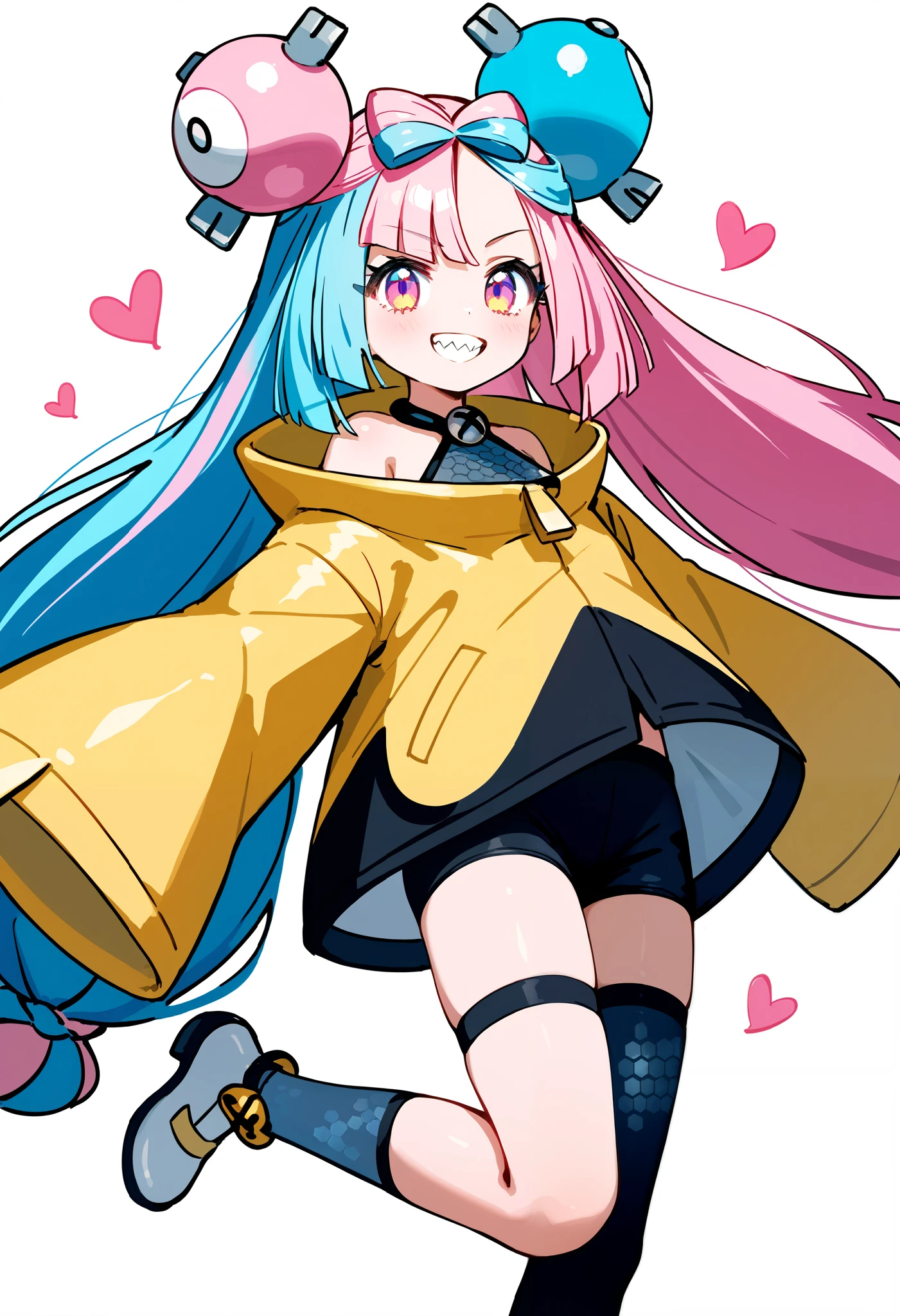 score_9, score_8_up ,score_7_up ,source_anime,source_comic,source_illust,(sideview++),looking at viewer,pokemon iono,grin,emotional evolution art,(cute jumping pose:1.2), (cute face:1.2),blue hair, bow-shaped hair, character hair ornament, hair ornament, long hair, low-tied long hair, multicolored hair, pink hair, sharp teeth, split-color hair, twintails, two-tone hair, pink eyes,asymmetrical legwear, bell, bow-shaped hair, character hair ornament, hexagon print, oversized clothes, pantyhose, single leg pantyhose, split-color hair, jacket, yellow jacket,simple pink color background, Nostalgic Scenes,Your Memories ,(manga style),(sketch),(illustration),