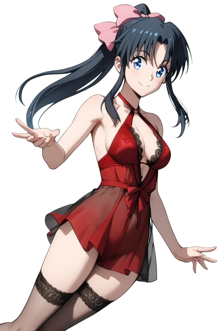 kurenai yuhi, red eyes, thick lips, seductive lipstick, eyeshadow, white translucent dress, thin waist, small waist, wide hips, photorealistic, hyperrealistic