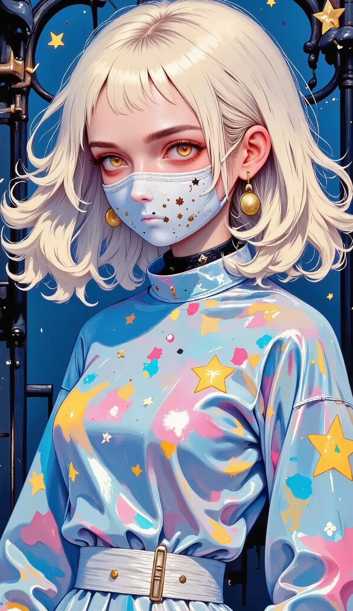 Close-up of a woman with white hair and a white mask, Beautiful figure painting , Guvitz, Guwiz style artwork, White haired god, Yang J, epic character art and fine , Impressive character art , Fan Qi, Wu Jun Shifan, guwiz in pixiv art station , ( Not suitable for work : 1.0)