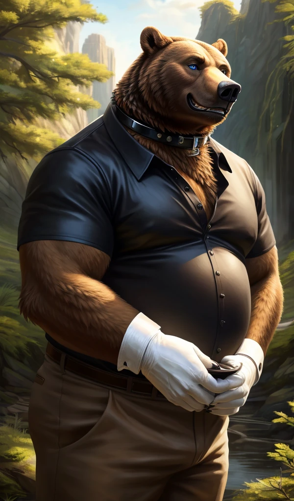 the ball, Male, One, bear, chubby, the forest, paws, claws, for dating, by honovy, black body, back view, dressed, yellow outer suit, jacket  ,bow tie, headdress, trousers,
BREAK,
от bruteandbrawn, for dating, from Kenketa, (difficult, high detail, film photography, soft focus, RAW explicit cinema,
Photorealism, realistic, photorealistic, analog style, Subsurface scattering,
masterpiece, Best quality, ultra realistic, 8 k)