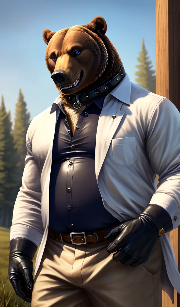  male hyena, full body, fat body, (full nude, only worker vest, only fundoshi, only helmet,) sweating, realistic, hairy, 