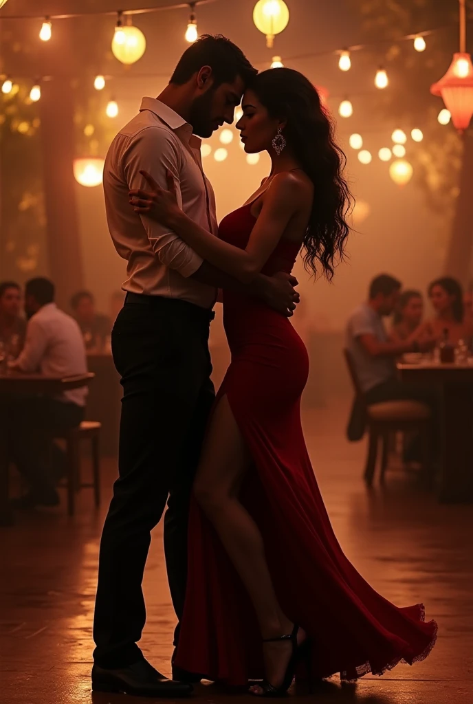 Man admiring his wife while she dances in a jazz club