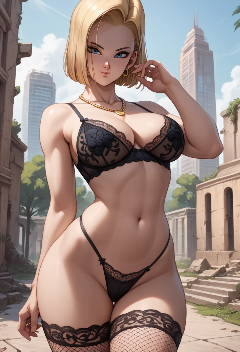 photograph of a woman, mndngwmn, textured skin, goosebumps, blonde hair, purple briefs, topless, (huge breasts:1.3), (breast implants), perfect eyes, shot by Don McCullin, (giantess:1.6), walking toward viewer, tiny city,
