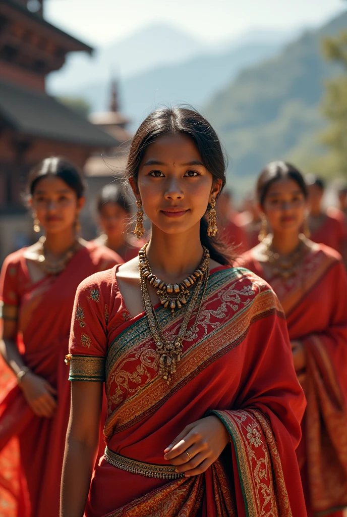 Red sari nepali girls 