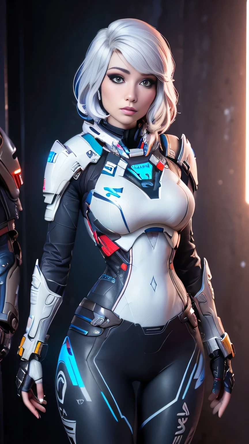 1girl in, photo of Emiru, RAW, beautiful woman, ((portrait)), ((detailed face:1.2)), ((detailed facial feature, detailed skin, clear skin), (perfect proportioned body, perky, runners body, thin hips, thin waist, skinny, petite, detailed skin texture), (she wears Andromeda initiative armor, full armor from Mass effect, Mass effect armor, Cora Harper cosplay: 1.22), (Sci-Fi themed background, futuristic vehicles, (realistic photo, best quality, detailed), (realistic photo, best quality, detailed star field background), (8k wallpaper), (cinematic lighting, dramatic lighting), (sharp focus, intricate) high quality, film grain, Fujifilm XT3 sharp focus, f 5.6, 50mm, High Detail, Sharp focus,(natural light), crazy details, complex details, hyper detailed. (cowboy photo:1.2), light particles,