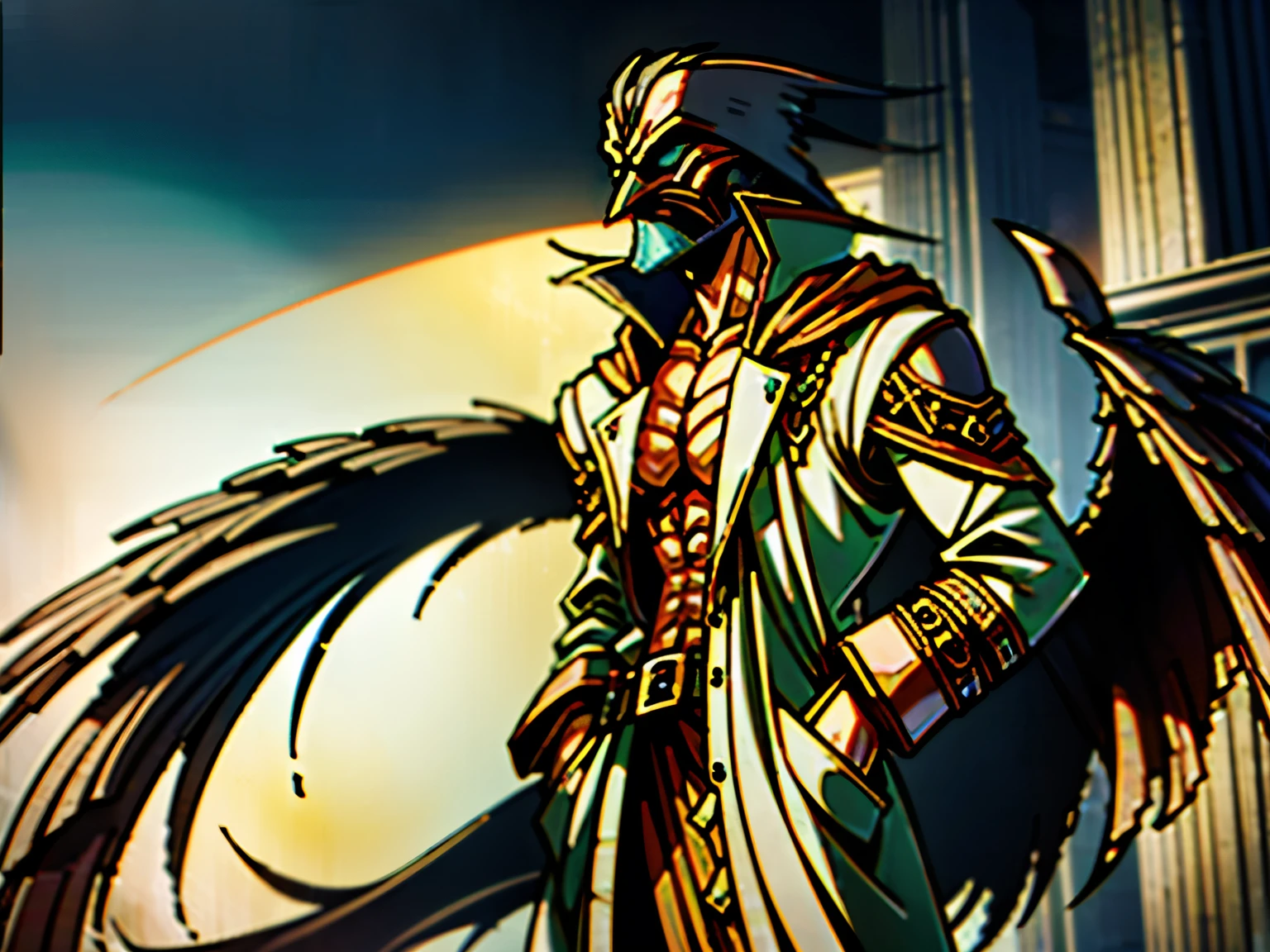 Put your hand in your pocket, The hair stands up, Final Fantasy, plague doctor,young male, Fantasy, handsome ,Talk a lot, Middle Ages, Shot hair, plague doctor,portrait,hood