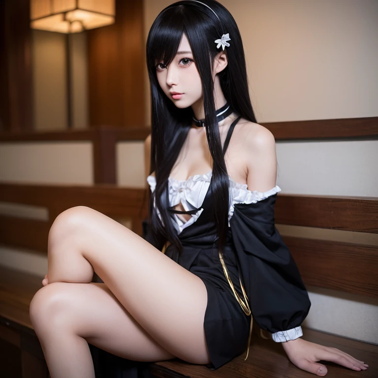 There was a woman sitting on the floor,Wear a pair of boots, Anime girl cosplay, alluring tipha lockhart portrait, taken with canon 5d mk4, the anime girl is crouching, trending on cgstation, taken with canon eos 5 d mark iv, seductive anime girls, Tifa Lockhart, cosplay photo, Anime cosplay, ff Tifa