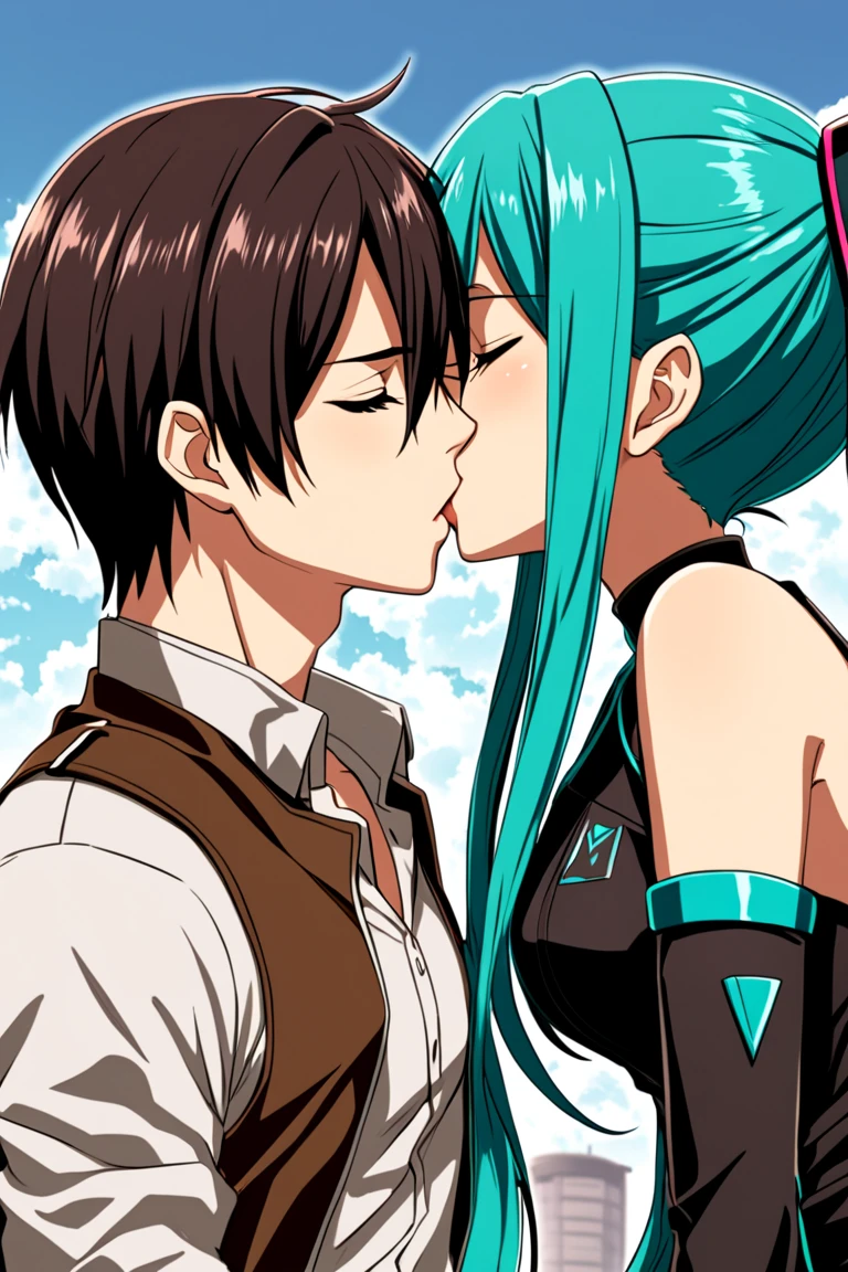Akame (akame ga kill), closed eyes, puckered lips for a kiss, looking at the viewer