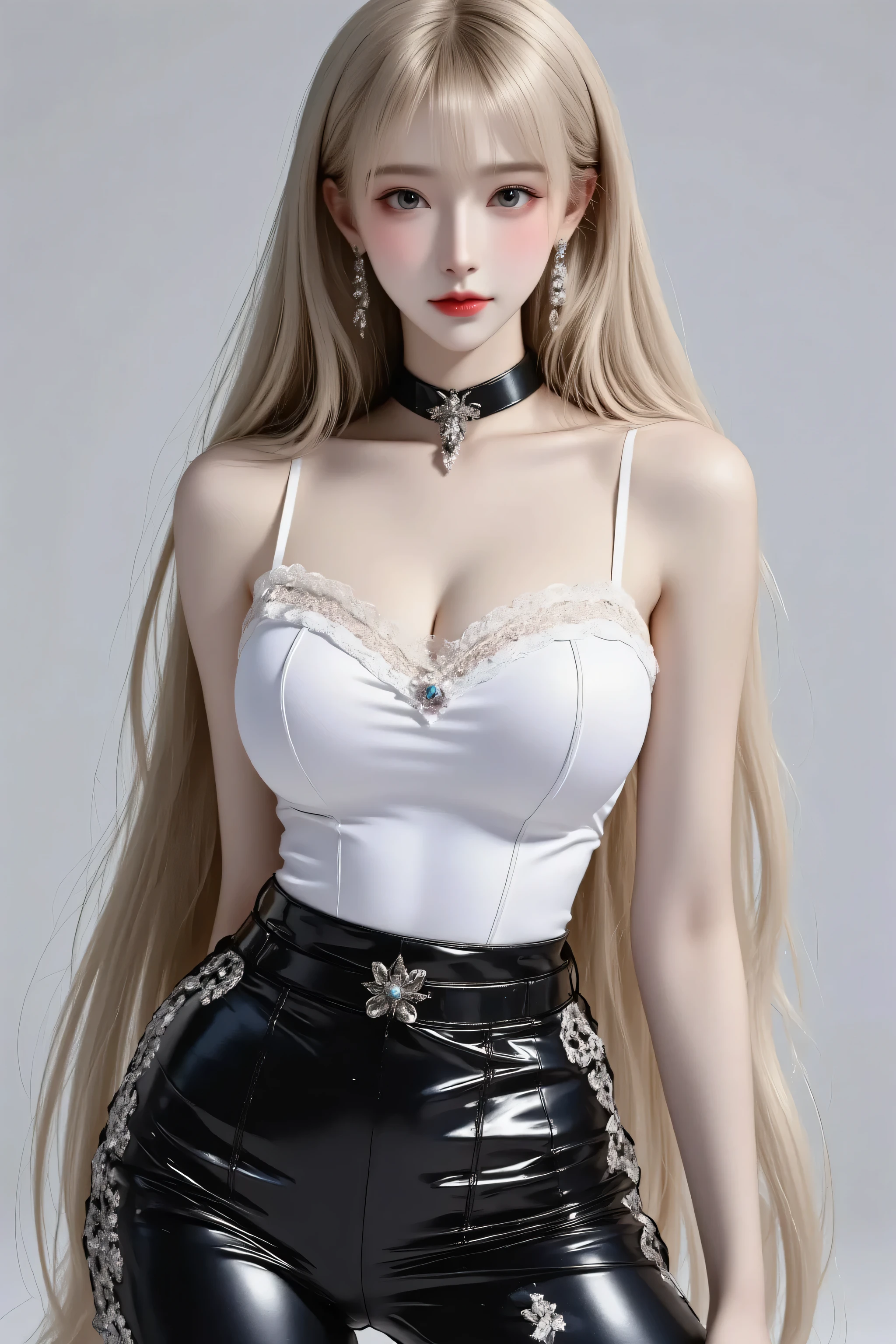 gothic asian woman, big breasts, cleavage,