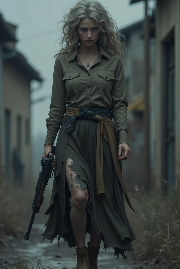 Pretty russian girl,((full body shot from hair to feet)), ((naked)),(NSFW), , , about 8 meters long hair, front body covered by longhair,, loose hair filling the entire ground, the ground is full of her long hair ,, laughing,,wear Russian army suit,tank, Russian flag,left hand hold a gun,war background,