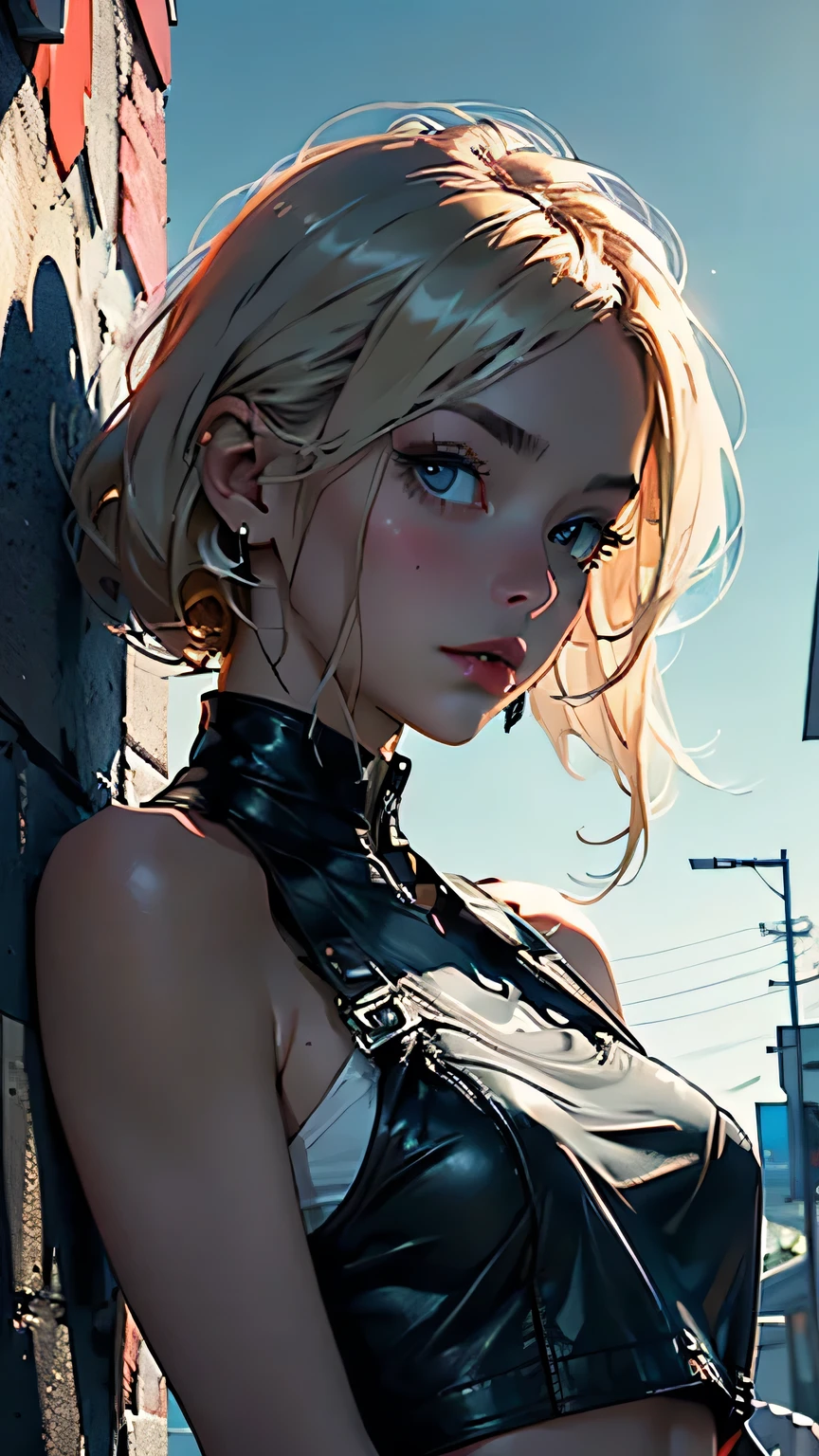 clover, blonde hair, blue eyes, wearing a sexy black dress, looking at viewer, serious, smiling, close up,
outside, blue sky, extreme detail, masterpiece, beautiful quality, <lora:clover:.7>