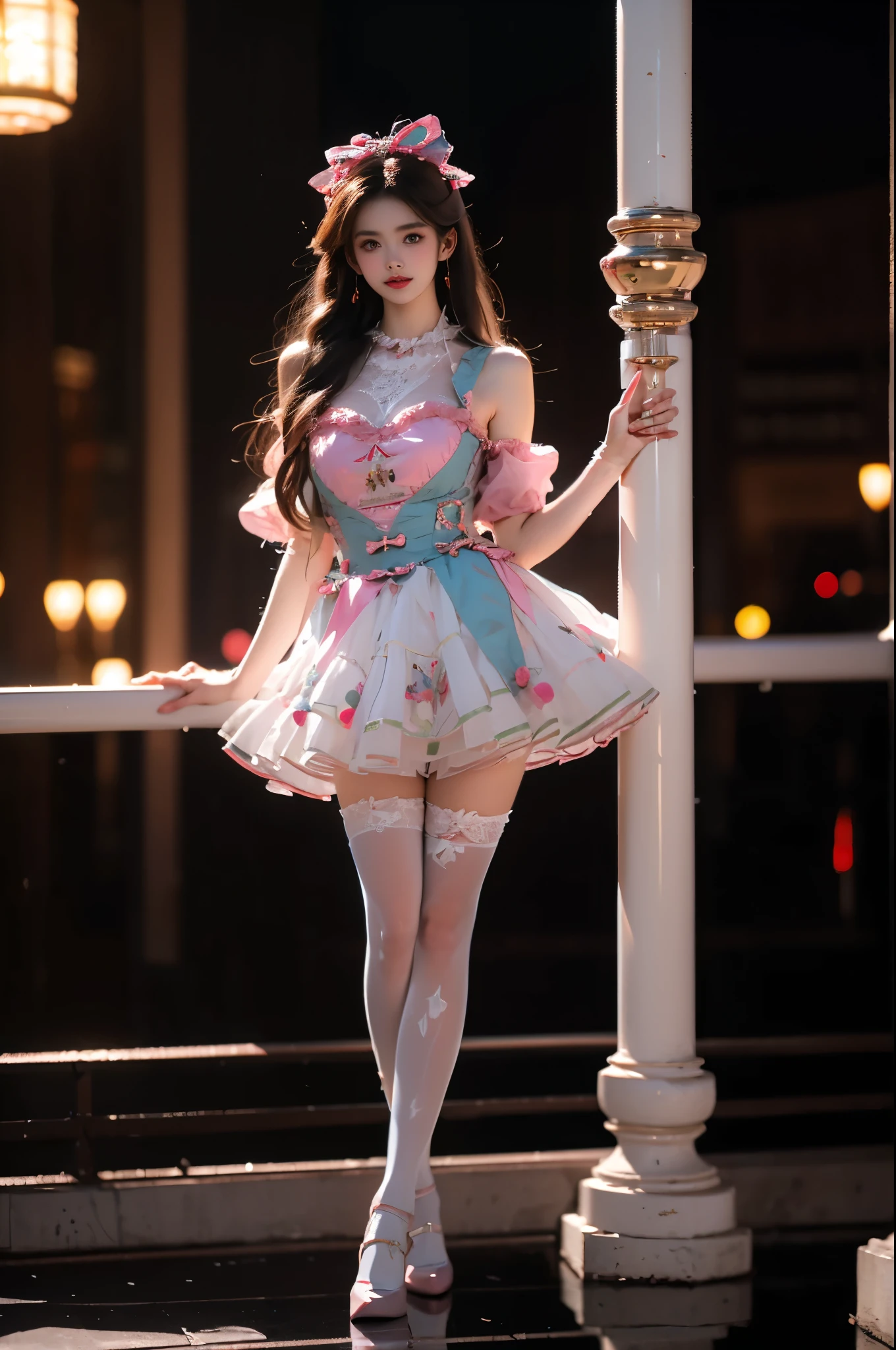 nikon RAW photo,8k,Fujifilm XT3,masterpiece,best quality,realistic,photorealistic,ultra detailed,extremely detailed face,cinematic lighting, gril,1girl,solo,full body, earrings, edium breasts, high heels, dynamic pose,happy,Surrounded by flowers,(flower:1.2),Rich details,fashion,cuteg, magic,
flower shop,
Plum medium bob cut,
DarkSalmon Rose Dress,<lora:lolita_dress_classic_1_v3:0.45>
<lora:reia02:0.7>
