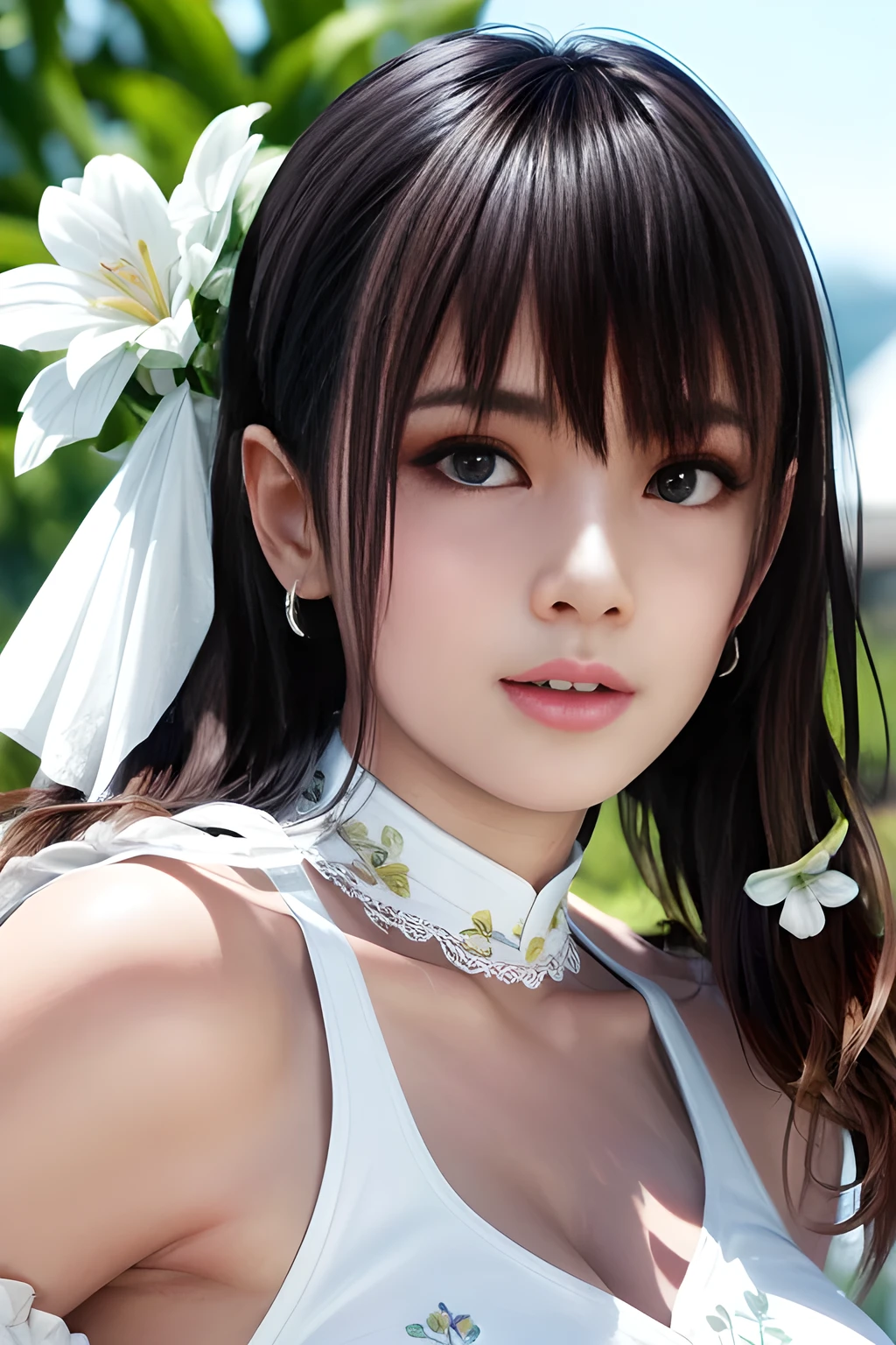 Ultra-detailed complex 3D rendering of the face, (Colossal: 8.8), (masterpiece, top quality, octane rendering, 8K), glamour shot full body image, very beautiful young elf, cleavage, (very detailed skin: 1.2), (exposure: 1.1), blonde, ((((Lace white bikini: 1.95)))), beautiful Caucasian woman, with full soft breasts and dark skin, one person, with big ass, Long braided hair, big breasts, dynamic angle, mystical expression, ultra-realistic photos, (((portrait)))), bare feet, futuristic urban background, facial muscles, detailed and beautiful gold crown, in the style of Marvel Comics, ArtStation Trends, Clear Focus, Studio Photography, Intricate Details, Very Detailed, Detailed Blue Eyes, Very Detailed, Sharp Focus, digital rendering, professional, abs, dark gray background,