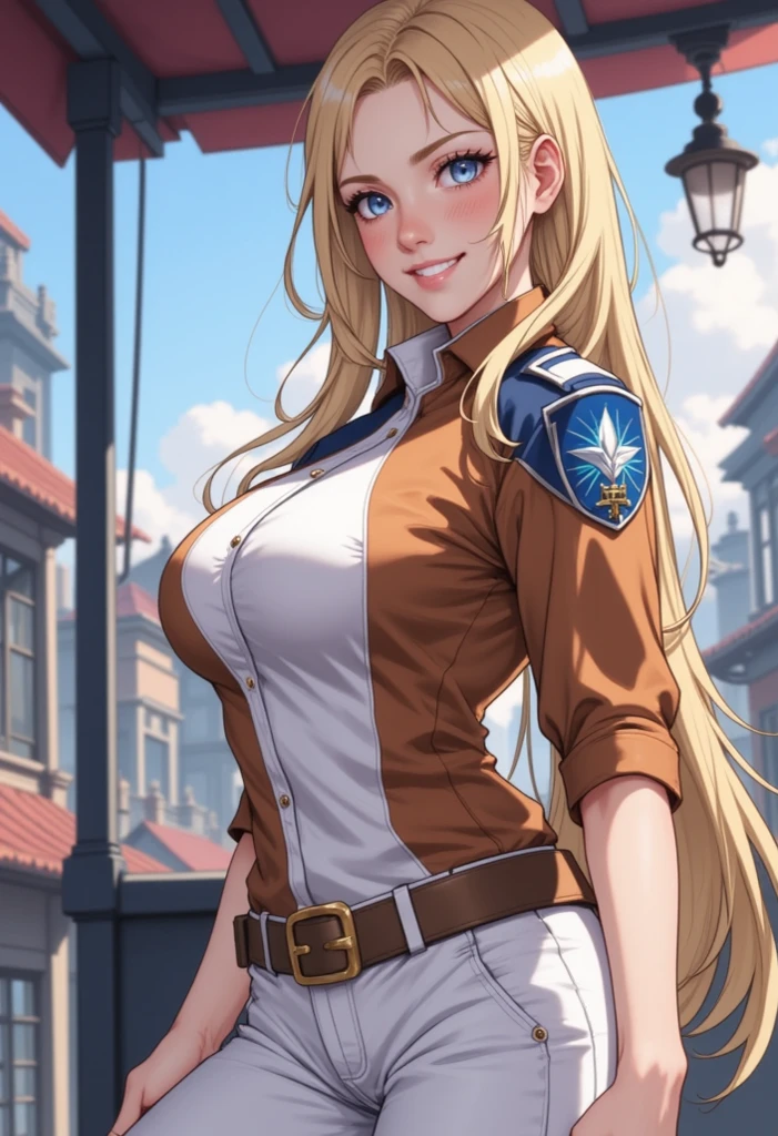 Nude cowboy girl Pechos, big breasts, 3D rendering, depth of field, drop shadow, throw, blush, smile, blue eyes, shy, Long hair, blond hair,