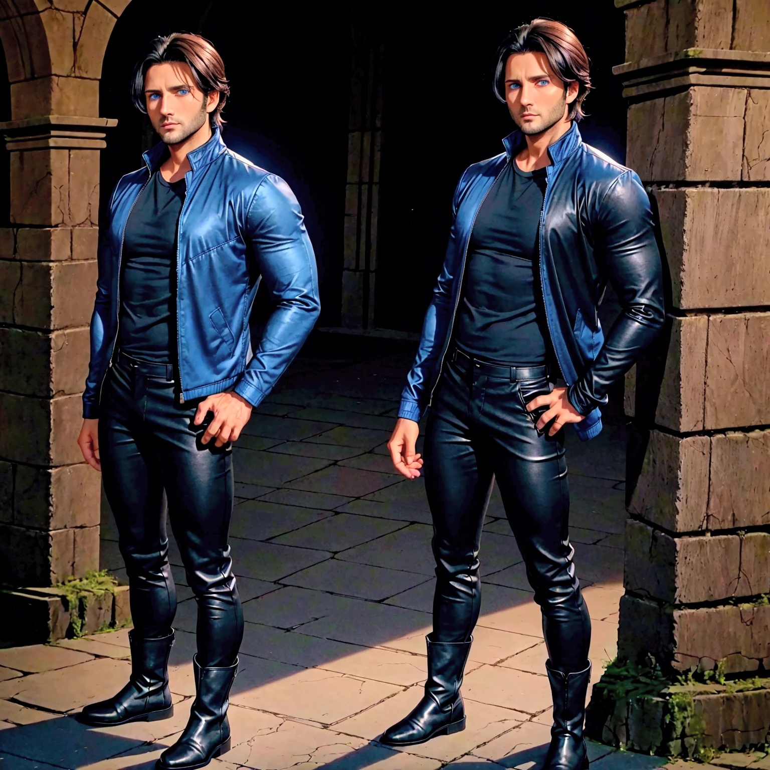 muscular man wearing techwear fashion, <lora:HirohikoArakiJoJo:0.7> in the style of hirohiko araki,jojo's bizzare adventure, <lora:jotaro:0.6> kujo jotaro, (8k, RAW, best quality, masterpiece:1.2), ultra high res, ultra-detailed , professional lighting, photon mapping, perfect ligthing, bloom, cinematic lighting, god rays