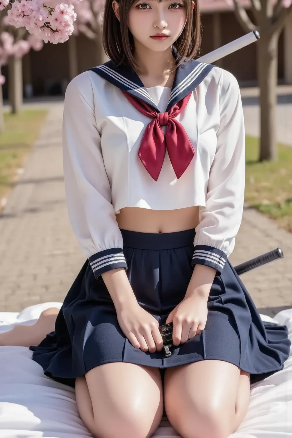 top-quality、Live action、Looking at the camera、Beautie、a sailor suit、lowfers