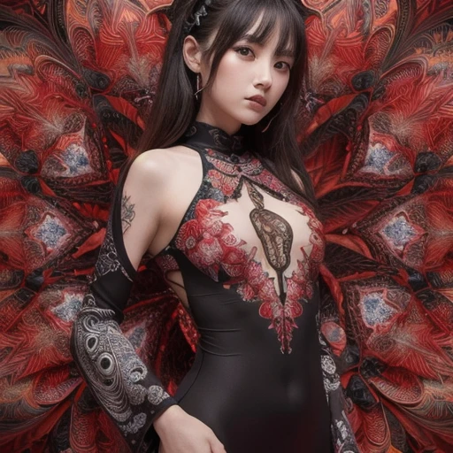 official art, unity 8k wallpaper, ultra detailed, beautiful and aesthetic, masterpiece, best quality, (zentangle, mandala, tangle, entangle), (fractal art:1.3) , 1girl, extremely detailed, dynamic angle, cowboyshot, the most beautiful form of chaos, elegant, a brutalist designed, vivid colours, romanticism, by james jean, roby dwi antono, ross tran, francis bacon, michal mraz, adrian ghenie, petra cortright, gerhard richter, takato yamamoto, ashley wood, atmospheric, ecstasy of musical notes, streaming musical notes visible