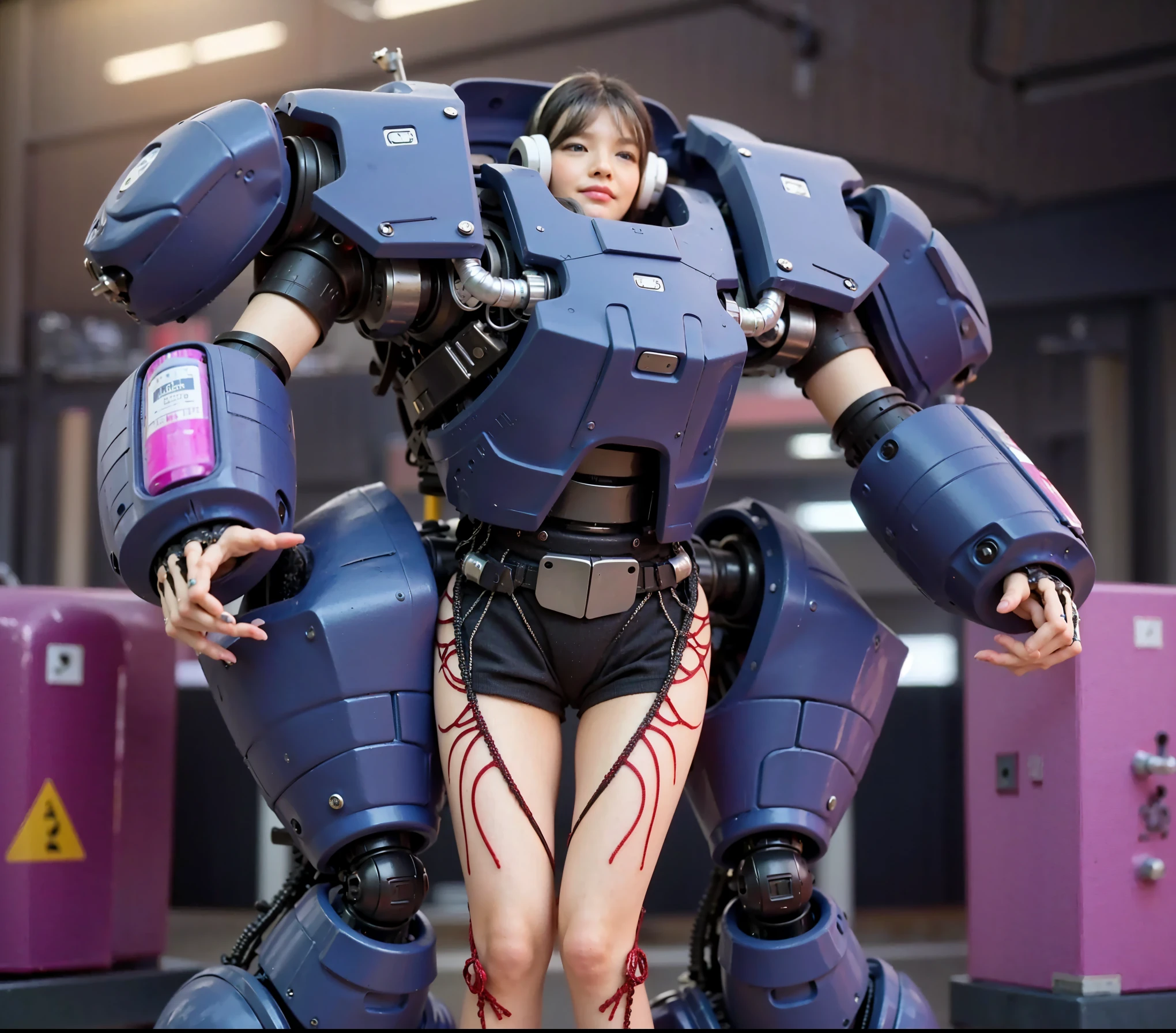 (Completely live action:1.37), (Amazingly realistic textures:1.37), (masterpiece, best quality:1.2), (8k uhd, 16k, 32k, ultra high res), amazingly realistic skin, amazingly realistic photo, superrealism, (photorealistic:1.37), (RAW photo), ultimately realistic, (ultimately realistic all details), (ultimately realistic all textures), super realistic lighting, super realistic shadow, (japanese girl:1.5), (realistic idol face), smiling, happy, super realistic face, ultimately realistic skin, ultimately realistic eyes, (mascara:1.35)ultimately realistic background, ultimately realistic detail up, (kkw-ph1:1.25), (Canon EOS R6, 85mm, 1/200s, f/5.6, ISO 1600), (tattoo), (mechanical armor:1.37), (blue eyes:1.2), (silver hair:1.3),