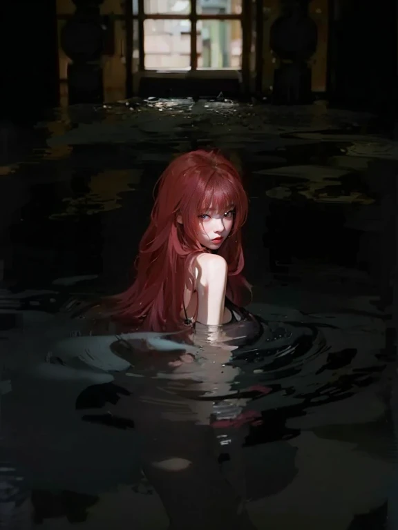 Precious lady, Beautiful body, curvy body, Beautiful woman, water,’ water roja, RED WATER, HD quality, digital art
