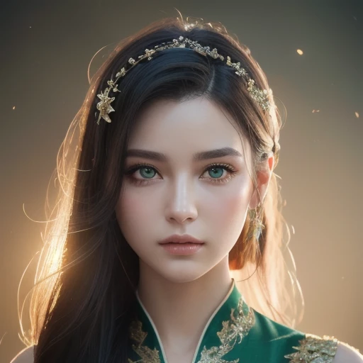 portrait of a hauntingly beautiful woman, dynamic hair, beautiful face, makeup, colors, digital painting, pixiv, bright vivid gradient colors, looking at viewer, soft light, professional light, bokeh, real photo, light rays, cinematic, playful dappled lighting coming through the tree branches, romantic academia aesthetic, hyper detailed intricately detailed, fantastical, intricate detail, fantasy, concept art, artwork masterpiece, melting, complex background, intricate detailed, dark colors, fantasy, intricate, masterpiece, expert, insanely detailed, 8k texture, rich texture details, extremely detailed, ultra high quality model, trending on artstation, trending on 500px