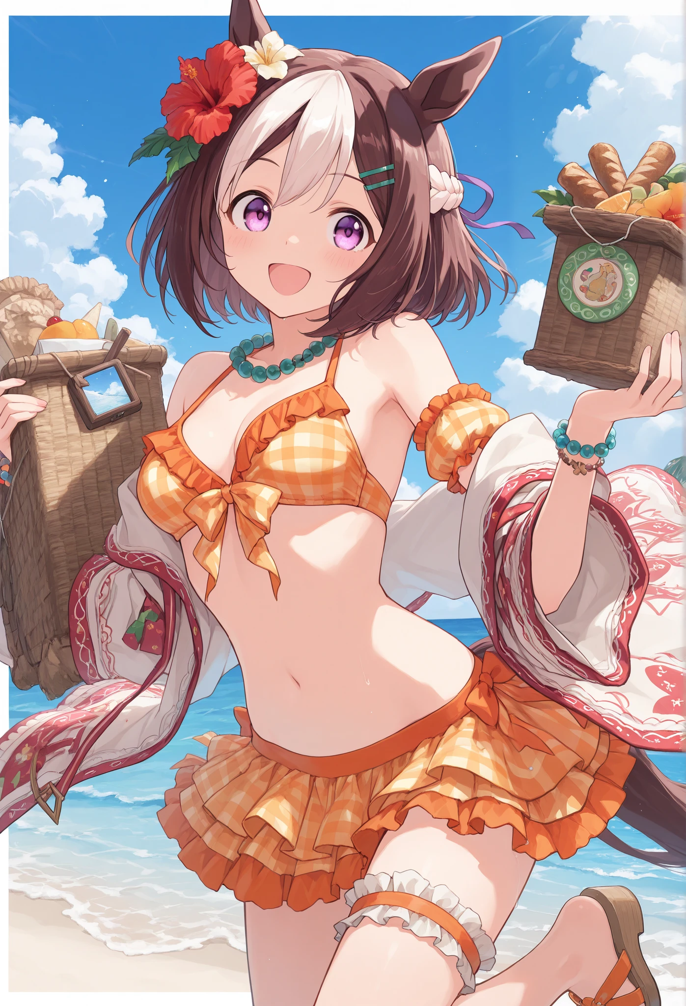 4K，High resolution，Realistic，Brazilのカーニバル，Two cute girls，Small ，Very short，Very thin thighs，Thick eyebrows，Blunt bangs，(Big smile,Hair is floating，Brown Hair，Long Wavy Hair，Rainbow Eyes，Big eyes，Samba Costume，colorful,Cowboy Shot，Dancing the samba energetically，Sweat，BZC Costume，Head ornament)，Rio de Janeiro，(Brazil)，[Browsing Caution:2.0],[Browsing Caution:2.0],(Motion Blur:0.5)，Colorful confetti and streamers，Beautiful fireworks on the background，panties aside, pussy