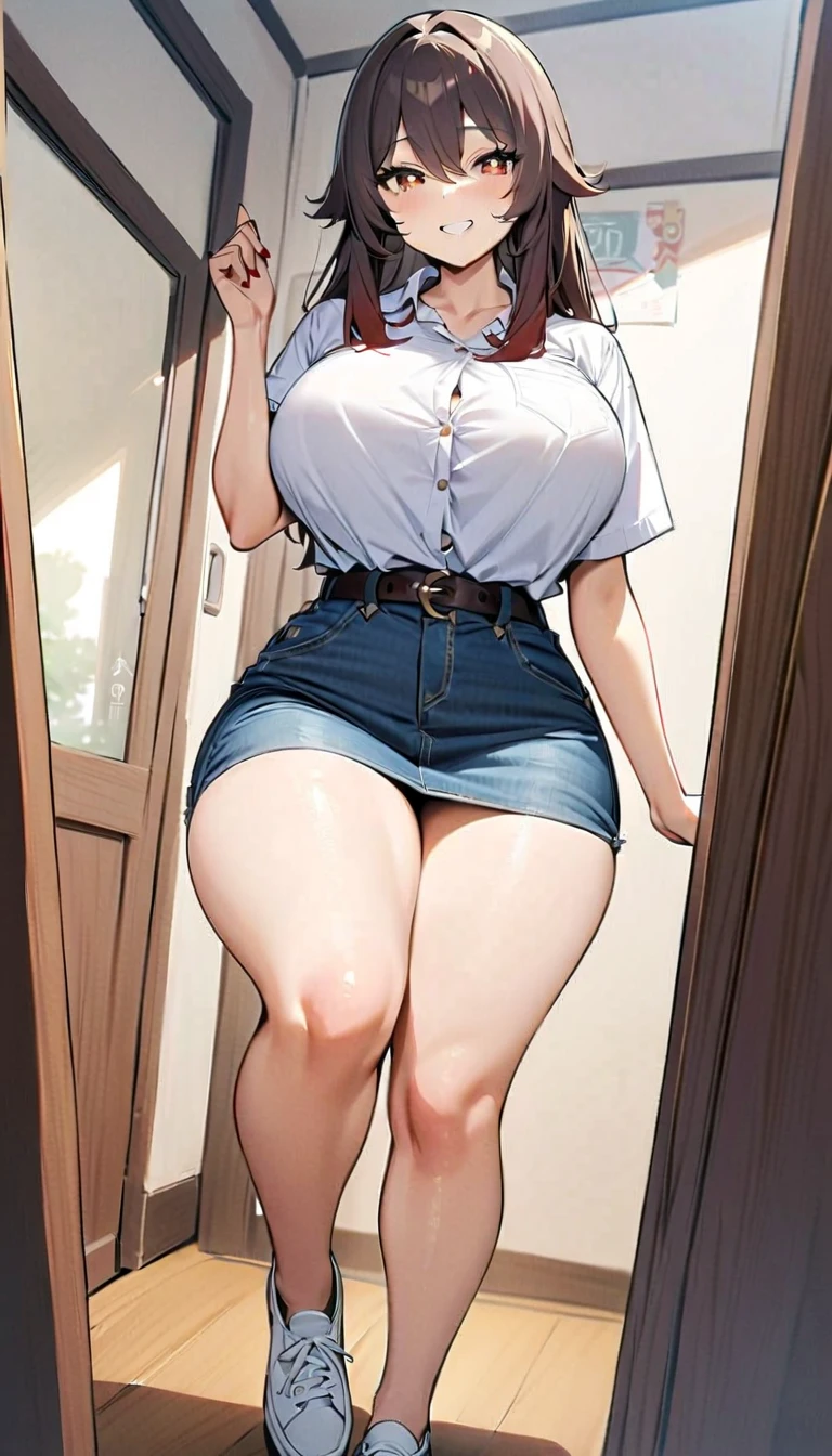 (hyuga Hinata, very sensual, with funk girl clothes, Brazilian, Rio de Janeiro, dancing funk, rolling, big-ass, legs thick, wearing short denim shorts, wearing a mini blouse, umbigo com pirsing, sneakers Nike, big hair, Speaker behind, very realistic, extremely sexy, 8K, 8K extremamente detalhado), (an extremely delicate and beautiful), (Masterpiece artwork), (best qualityer: 1.0), (ultra highres:1.0)