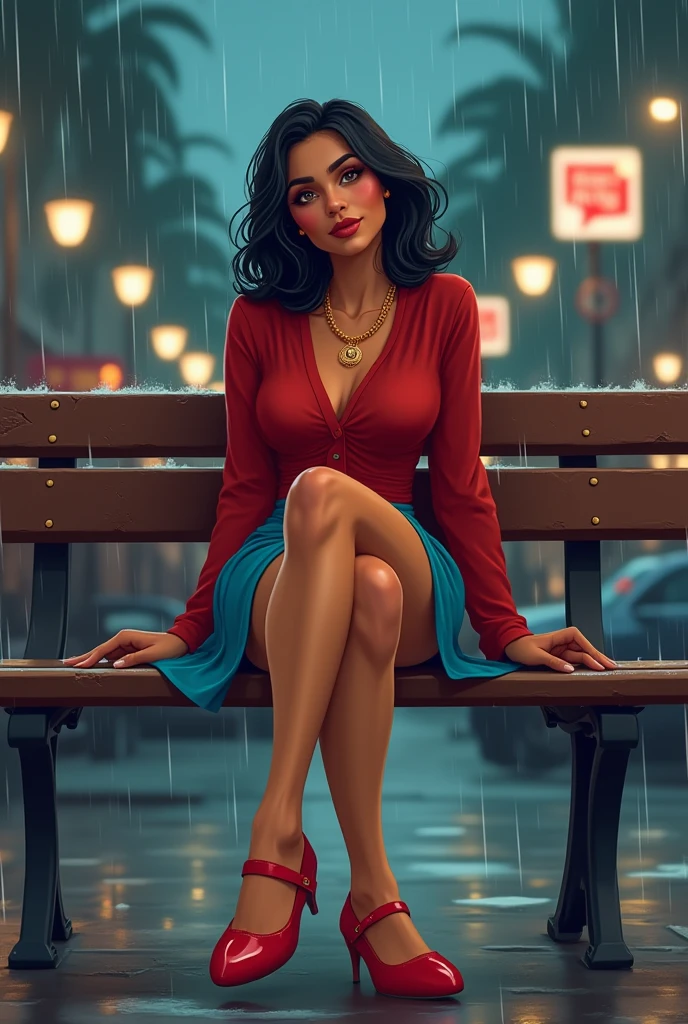 There's a 30-year-old brunette woman naked, pelada, sem roupa, pele morena, Latim, pornographic actress (Peta Jensen)) seios grandes a mostra, Sagging Tits, Oppai, Mamalhuda de Angela Branco, Fallen, no-bra, does not wear a bra, mamilos duros, lascivo, Excitado, safada, barriga sarada, marcado, piercing na barriga, visible private parts, Depilado, seios grandes de Kate Dee, grandes seios arredondados, mamilos duro, piercing no mamilo, no-bra, not wearing a bra, is without a bra, does not wear panties, sem calcinha, not in panties, on a wooden bench in the square, ao ar livre, outono fora, cabelos castanhos e longos, cabelos cacheados e encaracolados, cabelos soltos ao vento, flowing hair, olhar penetrante, sexy, sensual, boca entreaberta, saliva escorrendo de sua boca, foto hiper-realismo, safada, pervertida, Luz Natural, luz lateral em seu corpo, corpo sedutor, quadril largo, Monochrome photo, filtro escuro, tom quente, Realistic photo, Underneath view, olhando de baixo, vista debaixo, corpo perfeito, anatomia feminina perfeita, 4k