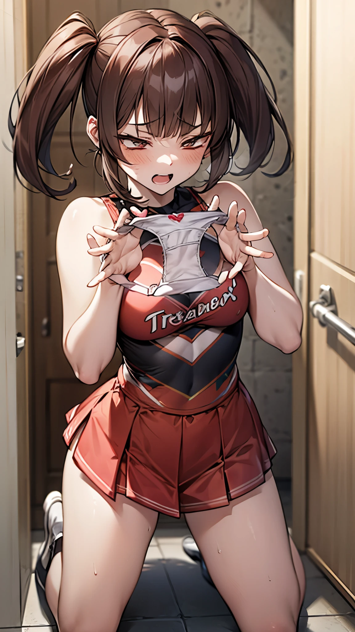 1080P,16K,ACCURATE,ANATOMICALLY CORRECT,BEST QUALITY,HD,HIGH QUALITY,HIGHRES,ASTERPIECE,RETINA,SUPER DETAIL,TEXTUREDSKIN,UHD,
basement,cheerleader,close legs,Kneeling,((peeing)),((girl trembling with sexual climax)),Presenting Panties,twin tail,Heart-shaped hole in the chest