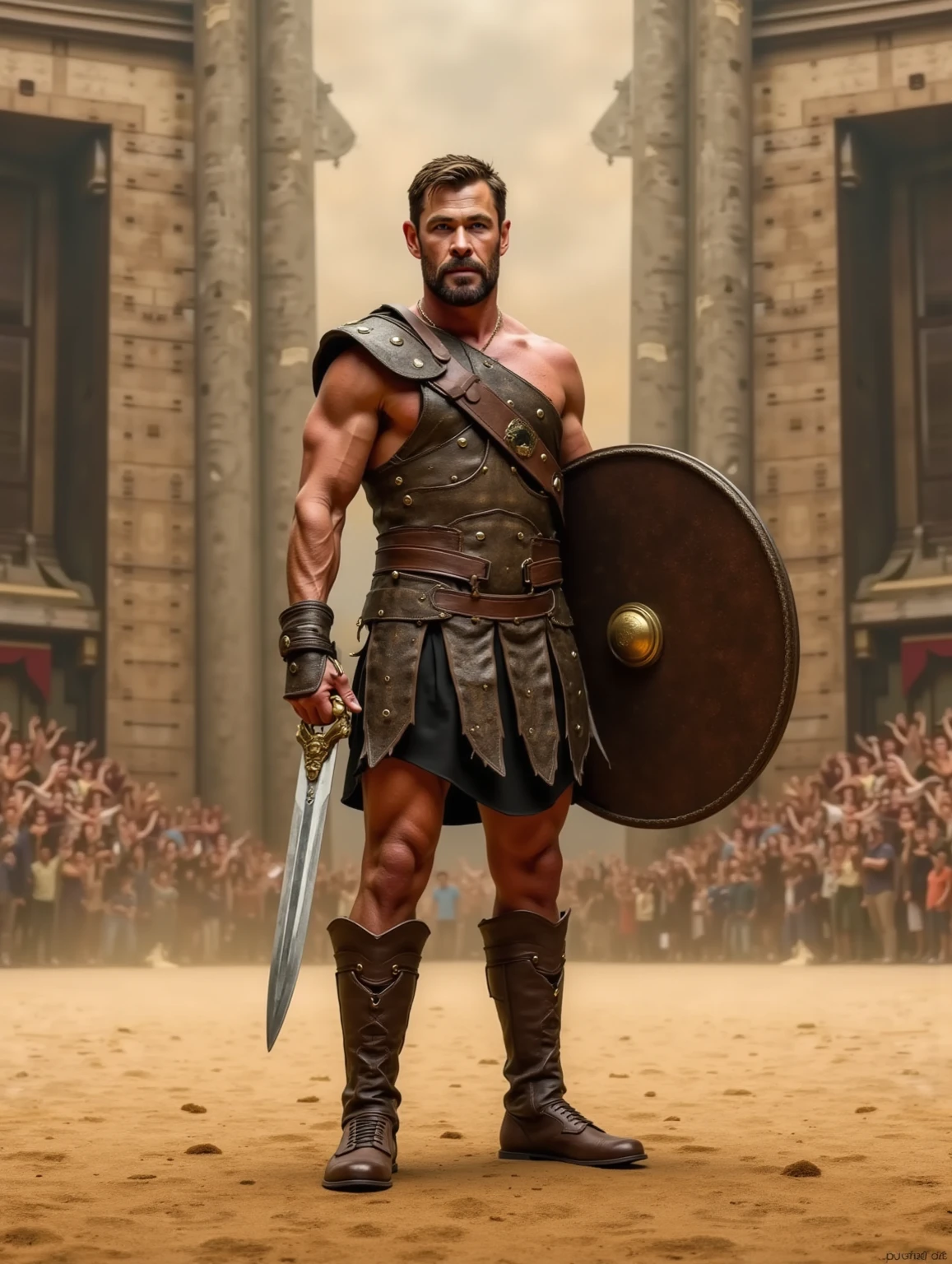 Action shot of a spartan warrior naked, muscular body, cinematic lighting, brutal, dust, sweat, hyper-detailed, hd, 4k