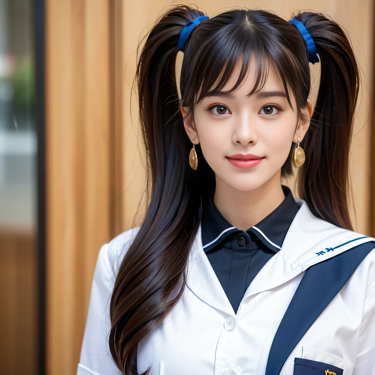 1 Girl, best quality , Masterpiece, high resolution, high detail, HIGH DEFINITION MODEL , retina, ((Bang bang :1.3)),(( Twins' hair grows below the waist and is abnormally long , twin tails that extend below her waist))( twin tails:1.2), tea hair, Big Breasts :1.5, earrings, Heavy makeup, happy/joy,Shooting in a shopping district
Touch , Taken with waist up ,( she's 18)( high school girl)(She has the face of a perfect 3rd high school girl)(The perfect high school girl uniform is a sailor suit)ribbon, close-up, smile,
