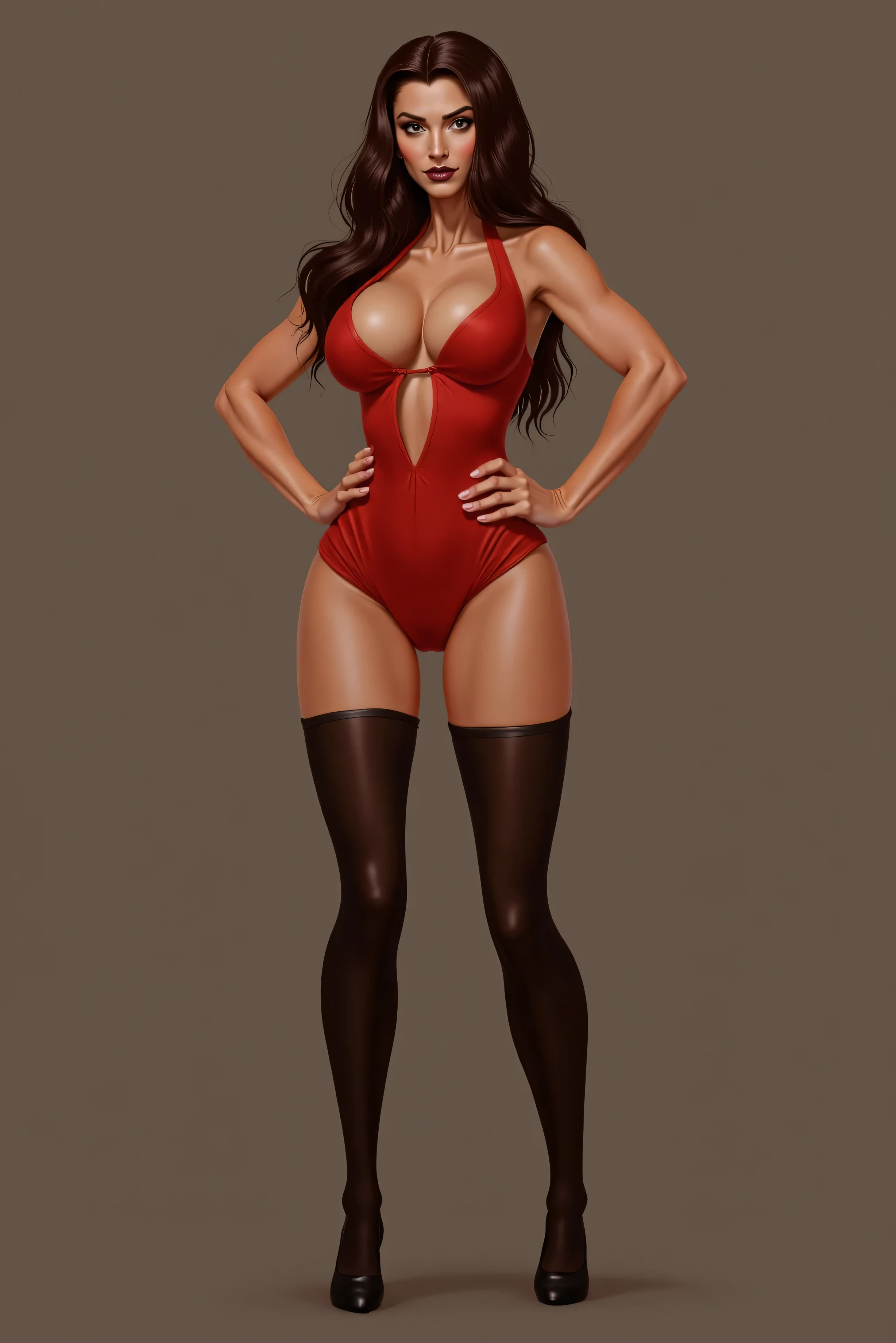 Illustration art，Whole body movement，Sexy woman in sexy clothes，Soprano Woman，Very cool facial expression，Coiled hair，Gorgeous background，Great erotic art，painting art，Sexy art，Detailed body part details，long leges，Inspired by J.c.Ryan Decker，Epic European and American illustrations，Tall，The whole body is evenly sexy