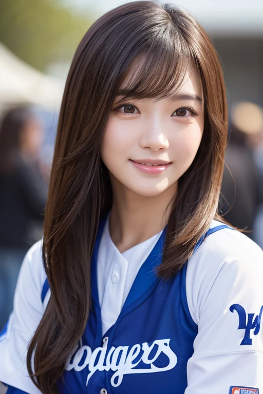 Realistic、Masseter region、Highest quality、High resolution、RAW Photos、Realistic、Bright lighting、Face Light、Smooth Professional Lighting、One Woman、Japanese women、Beautiful woman、Modeled、gravure、sexy、so beautiful、Realisticで美しい肌、Beautiful and detailed、Detailed face、slim、Large Breasts、Cleavage、short hair、Brunette Hair、Brown eyes、Looking into the camera、Cheerleader、Cheerleader、Cheerleader、smile