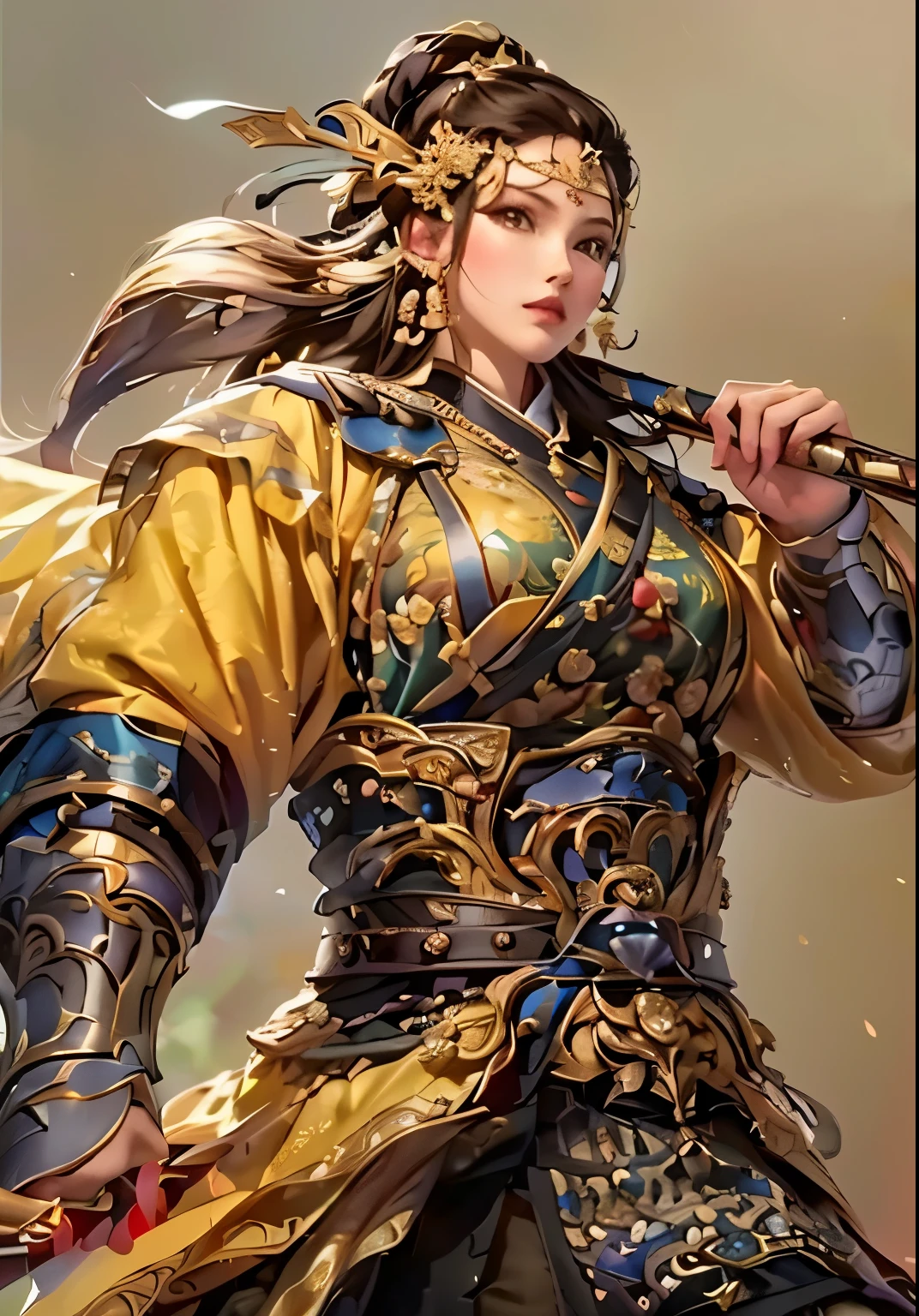 Woman with a sword in her hand , Legendary God with a spear , Two , Beautiful woman , sexy woman