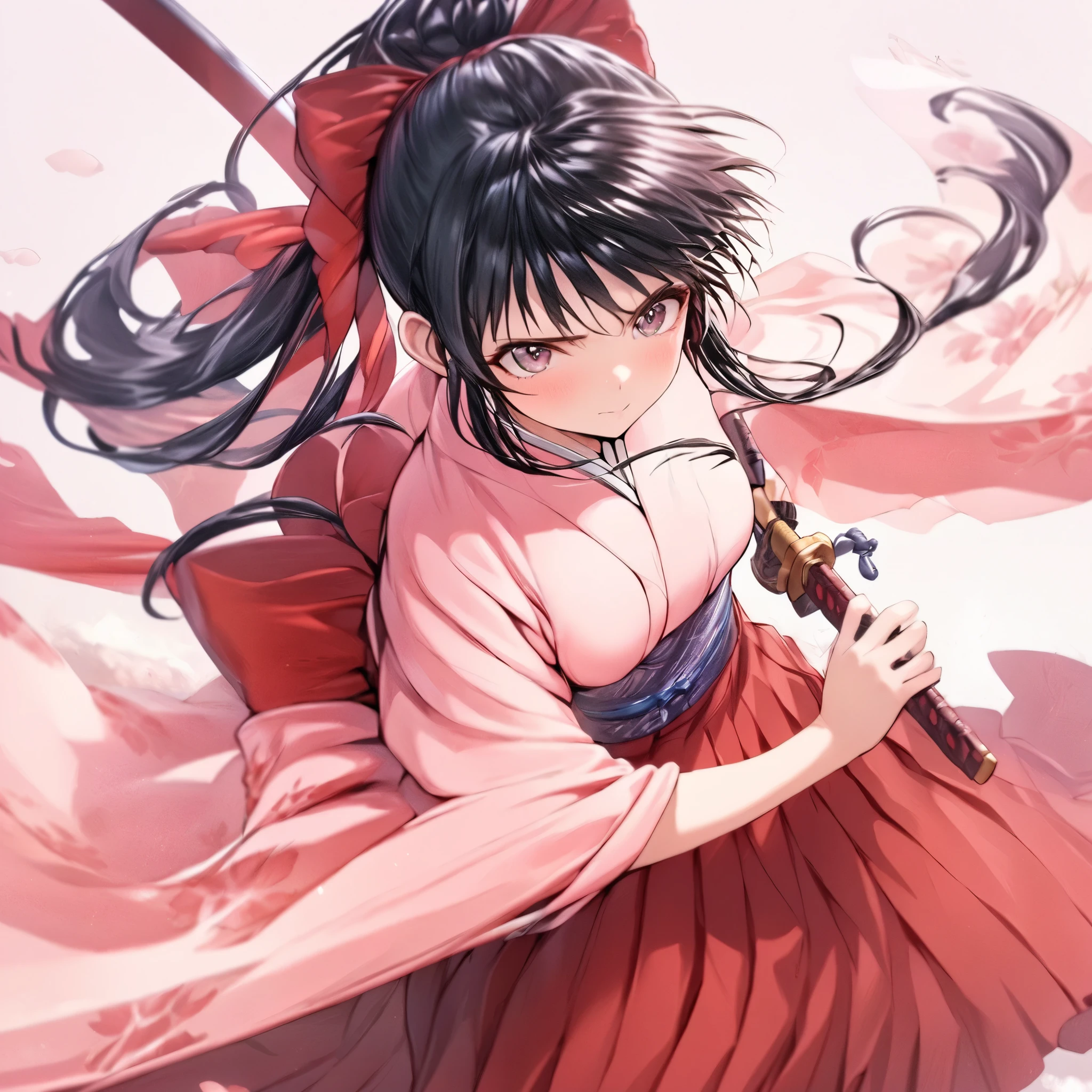 Anime girl in a red dress holding a sword and a pink dress - SeaArt AI