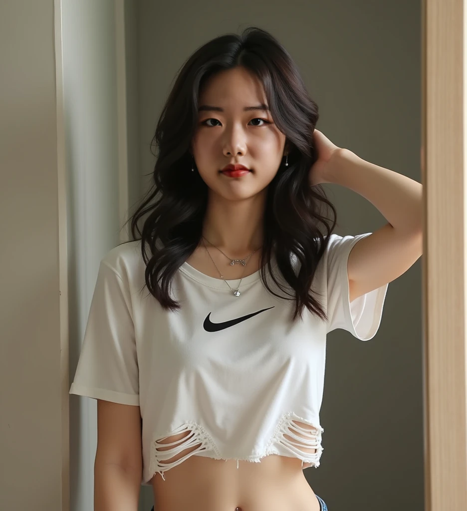 Mature Japanese Teen,ponytail,Office Clothes,Age 35,Erotic style,So cute,whole body,Perfect face with soft skin,Gorgeous long brown hair,8K resolution,Ultra-realistic,Super detailed,high quality,Erotic beautiful Japanese woman in fashionable clothes,(Look at the viewers)